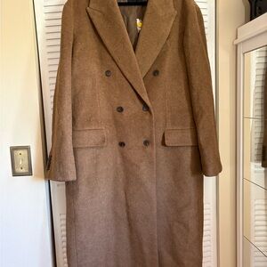 Madewell Brown Double-Breasted Wool Pea Coat